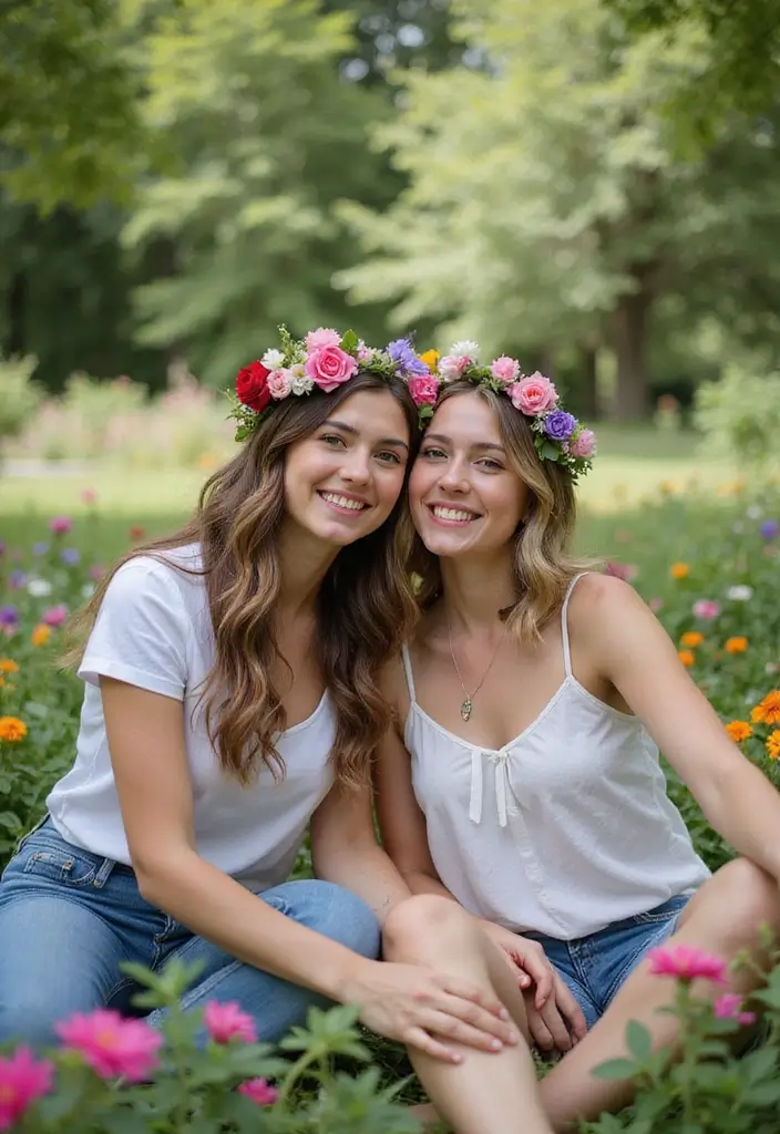 30 Outdoor Pre-Wedding Photoshoot Ideas That Feel Natural and Candid - 14. Flower Crown Making