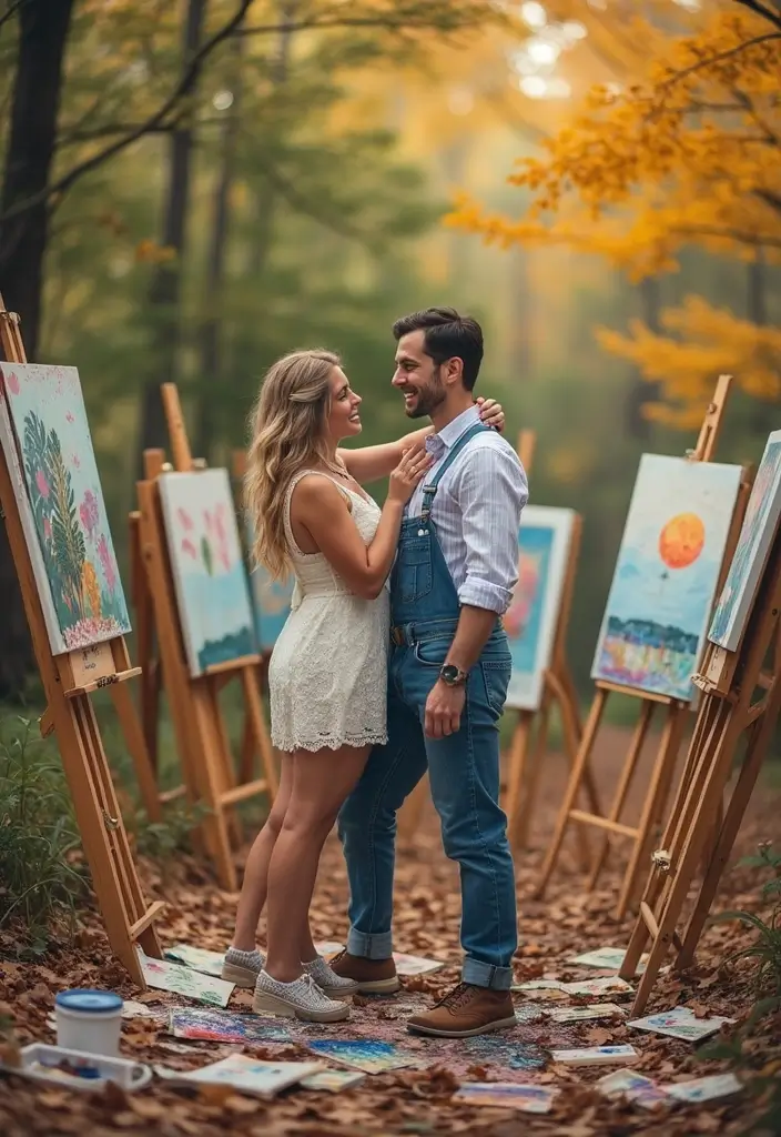 30 Outdoor Pre-Wedding Photoshoot Ideas That Feel Natural and Candid - 20. Art-Inspired Shoot
