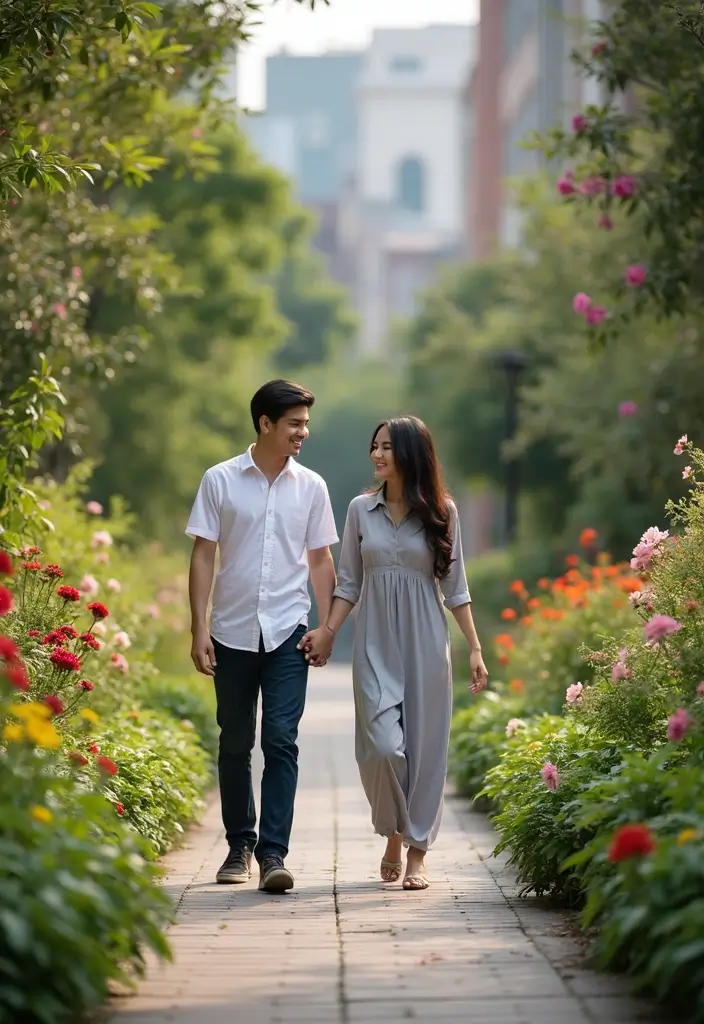 30 Outdoor Pre-Wedding Photoshoot Ideas That Feel Natural and Candid - 24. Urban Green Spaces