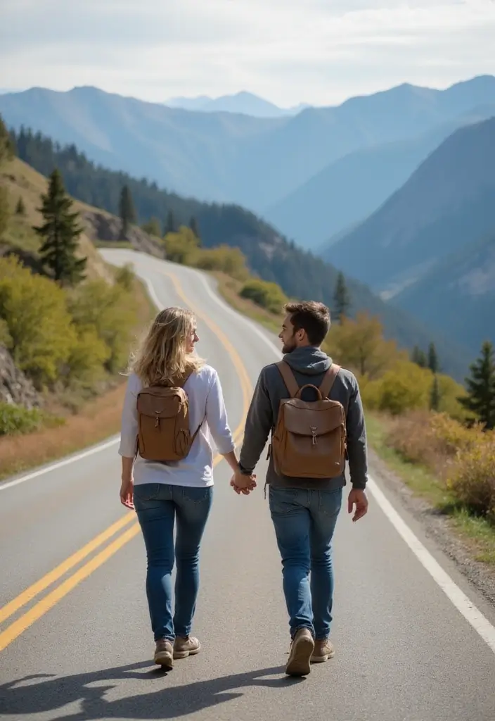 30 Outdoor Pre-Wedding Photoshoot Ideas That Feel Natural and Candid - 26. Winding Road Adventures