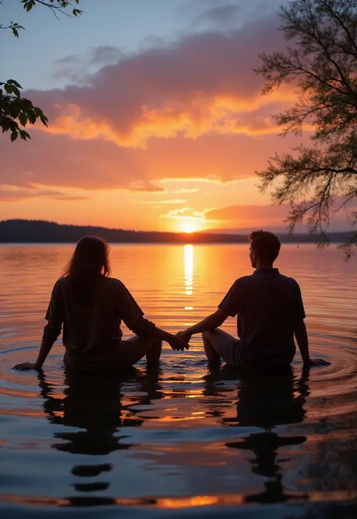 30 Outdoor Pre-Wedding Photoshoot Ideas That Feel Natural and Candid - 4. Lakeside Serenity