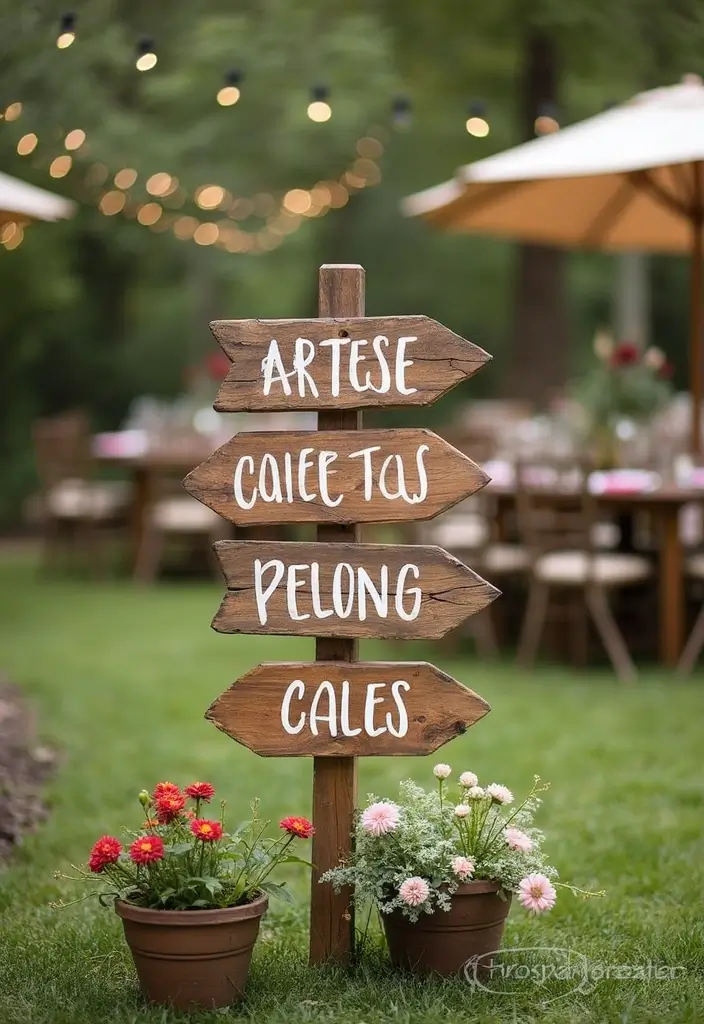 30 Outdoor Wedding Ideas Perfect for Nature-Loving Couples - 24. Arrow Signposts