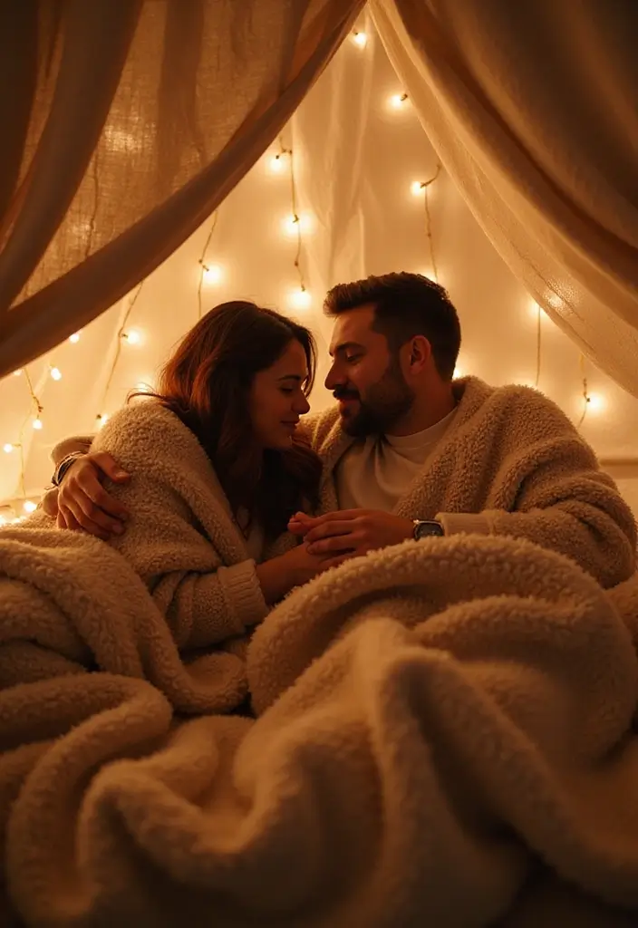 30 Pre-Wedding Casamento Photo Ideas That Capture Pure Love 21 30 Pre-Wedding Casamento Photo Ideas That Capture Pure Love - 21. Cozy Blanket Fort