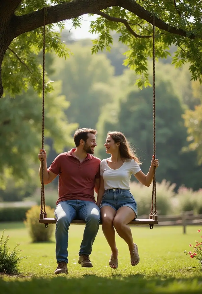 30 Pre-Wedding Casamento Photo Ideas That Capture Pure Love 25 30 Pre-Wedding Casamento Photo Ideas That Capture Pure Love - 25. Garden Swing