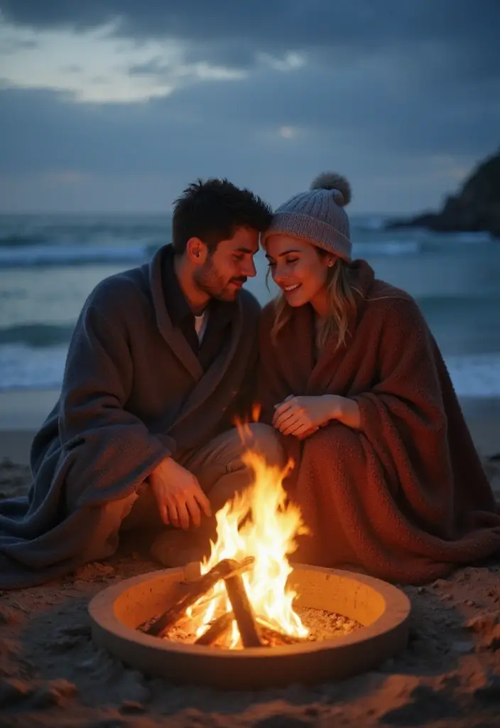 30 Pre-Wedding Casamento Photo Ideas That Capture Pure Love 27 30 Pre-Wedding Casamento Photo Ideas That Capture Pure Love - 27. Beach Bonfire