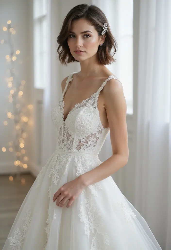 30 Romantic Hair Ideas Perfect for Any Bride’s Wedding Day 12 30 Romantic Hair Ideas Perfect for Any Bride’s Wedding Day - 12. Chic Asymmetrical Bob