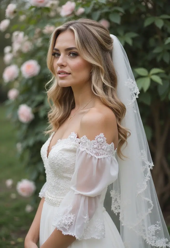 30 Romantic Hair Ideas Perfect for Any Bride’s Wedding Day 14 30 Romantic Hair Ideas Perfect for Any Bride’s Wedding Day - 14. Layered Waves with a Veil
