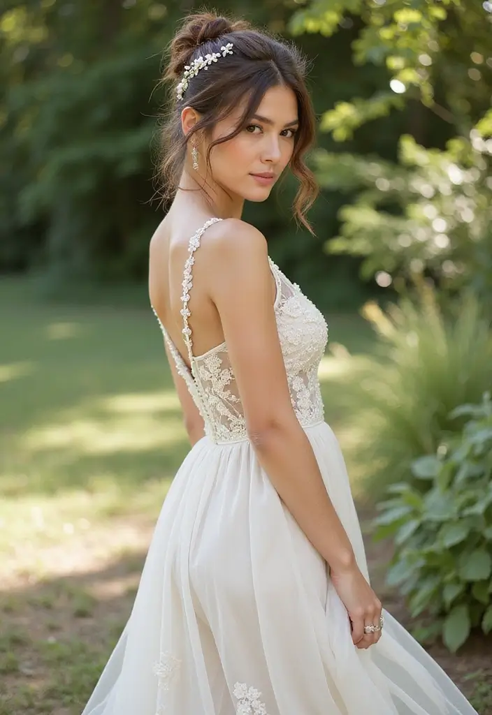 30 Romantic Hair Ideas Perfect for Any Bride’s Wedding Day 19 30 Romantic Hair Ideas Perfect for Any Bride’s Wedding Day - 19. Loose Top Knot with Delicate Accessories