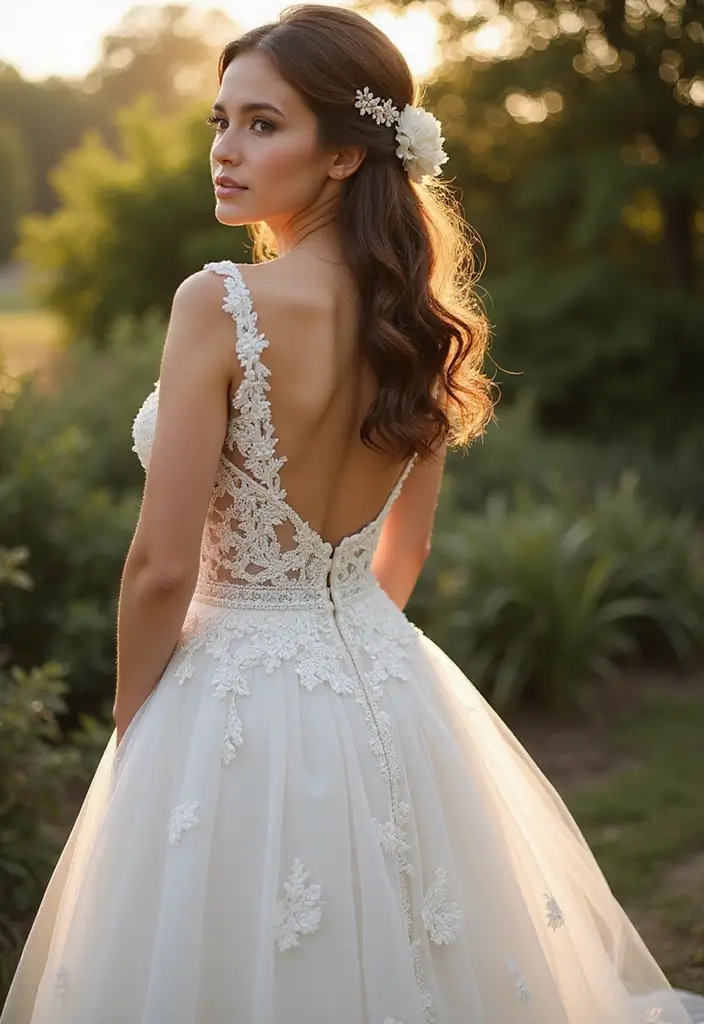 30 Romantic Hair Ideas Perfect for Any Bride’s Wedding Day 3 30 Romantic Hair Ideas Perfect for Any Bride’s Wedding Day - 3. Romantic Half-Up Half-Down