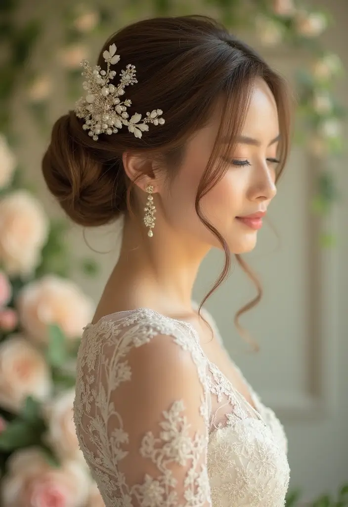 30 Romantic Hair Ideas Perfect for Any Bride’s Wedding Day 30 30 Romantic Hair Ideas Perfect for Any Bride’s Wedding Day - 30. Intricate Knot with Hair Accessories