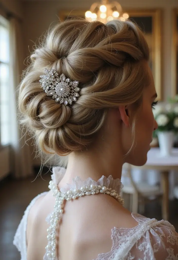 30 Romantic Hair Ideas Perfect for Any Bride’s Wedding Day 4 30 Romantic Hair Ideas Perfect for Any Bride’s Wedding Day - 4. Vintage-Inspired Updo