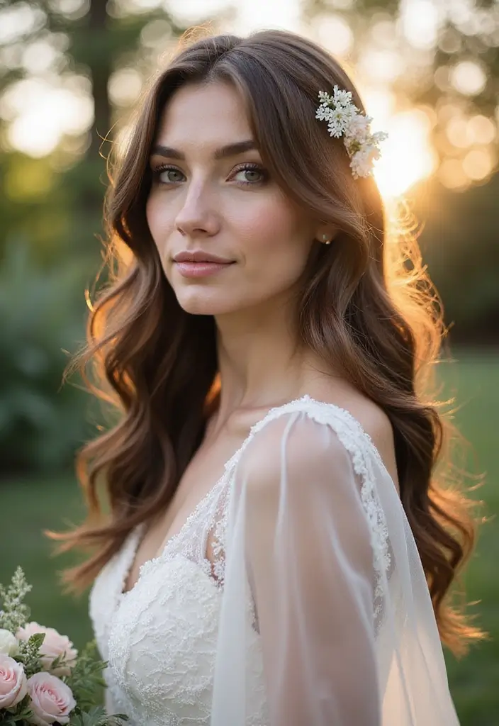 30 Romantic Hair Ideas Perfect for Any Bride’s Wedding Day 5 30 Romantic Hair Ideas Perfect for Any Bride’s Wedding Day - 5. Loose Romantic Waves