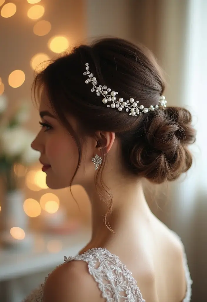 30 Romantic Hair Ideas Perfect for Any Bride’s Wedding Day 8 30 Romantic Hair Ideas Perfect for Any Bride’s Wedding Day - 8. Twisted Updo with Hair Accessories