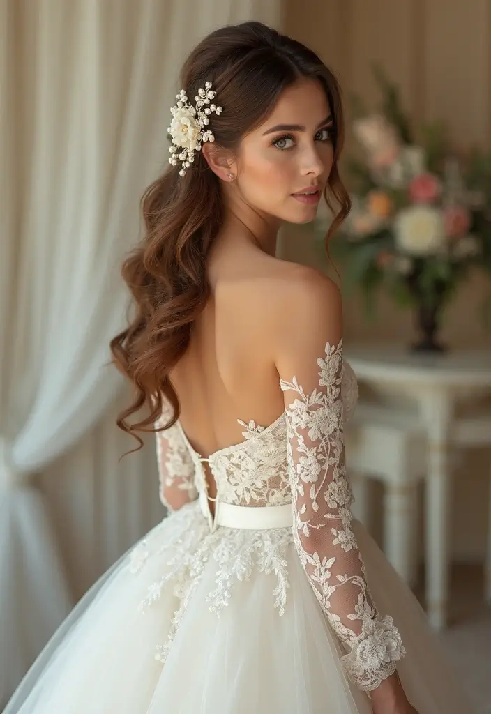 30 Romantic Hair Ideas Perfect for Any Bride’s Wedding Day 9 30 Romantic Hair Ideas Perfect for Any Bride’s Wedding Day - 9. Side-Swept Curls