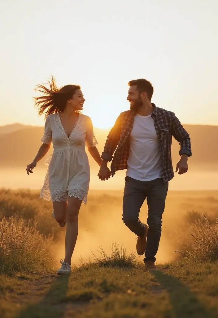 30 Romantic Pre-Wedding Poses That Capture Your Love Story Perfectly 19 30 Romantic Pre-Wedding Poses That Capture Your Love Story Perfectly - 19. The Laughter in Motion