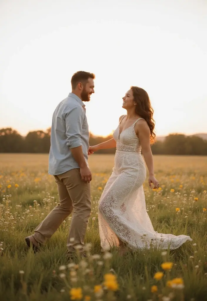 30 Romantic Pre-Wedding Poses That Capture Your Love Story Perfectly 2 30 Romantic Pre-Wedding Poses That Capture Your Love Story Perfectly - 2. The Playful Spin