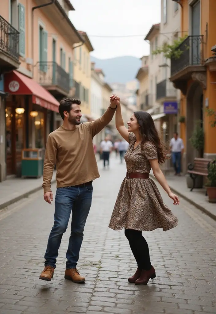 30 Romantic Pre-Wedding Poses That Capture Your Love Story Perfectly 26 30 Romantic Pre-Wedding Poses That Capture Your Love Story Perfectly - 26. The Couple's Dance Spin