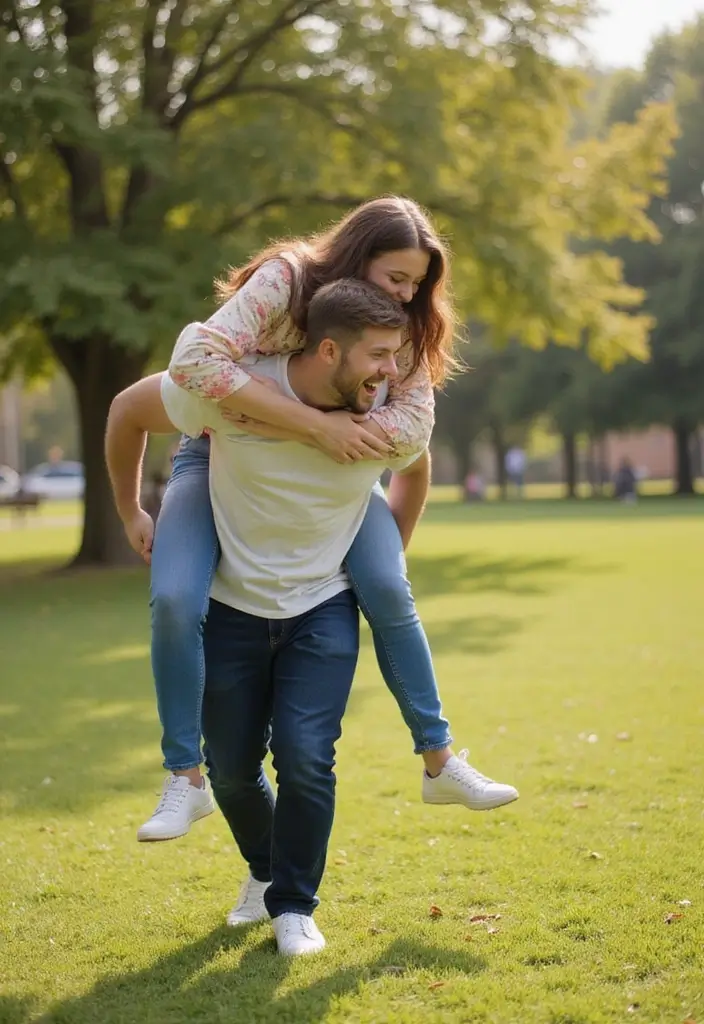 30 Romantic Pre-Wedding Poses That Capture Your Love Story Perfectly 8 30 Romantic Pre-Wedding Poses That Capture Your Love Story Perfectly - 8. The Riding Piggyback