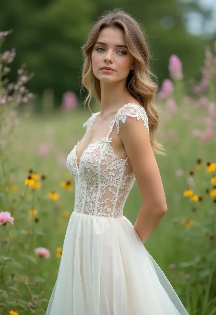 30 Romantic Wedding Dresses That Feel Straight Out of a Dream - 1. Lace-Trimmed A-Line Bliss