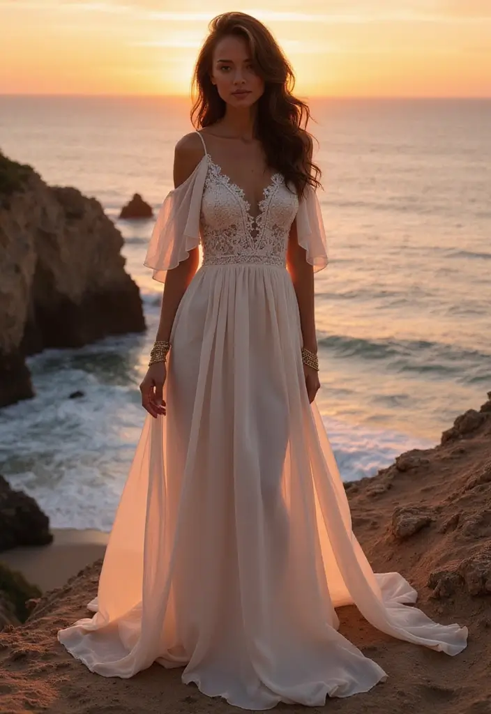 30 Romantic Wedding Dresses That Feel Straight Out of a Dream - 12. Goddess-Inspired Draping