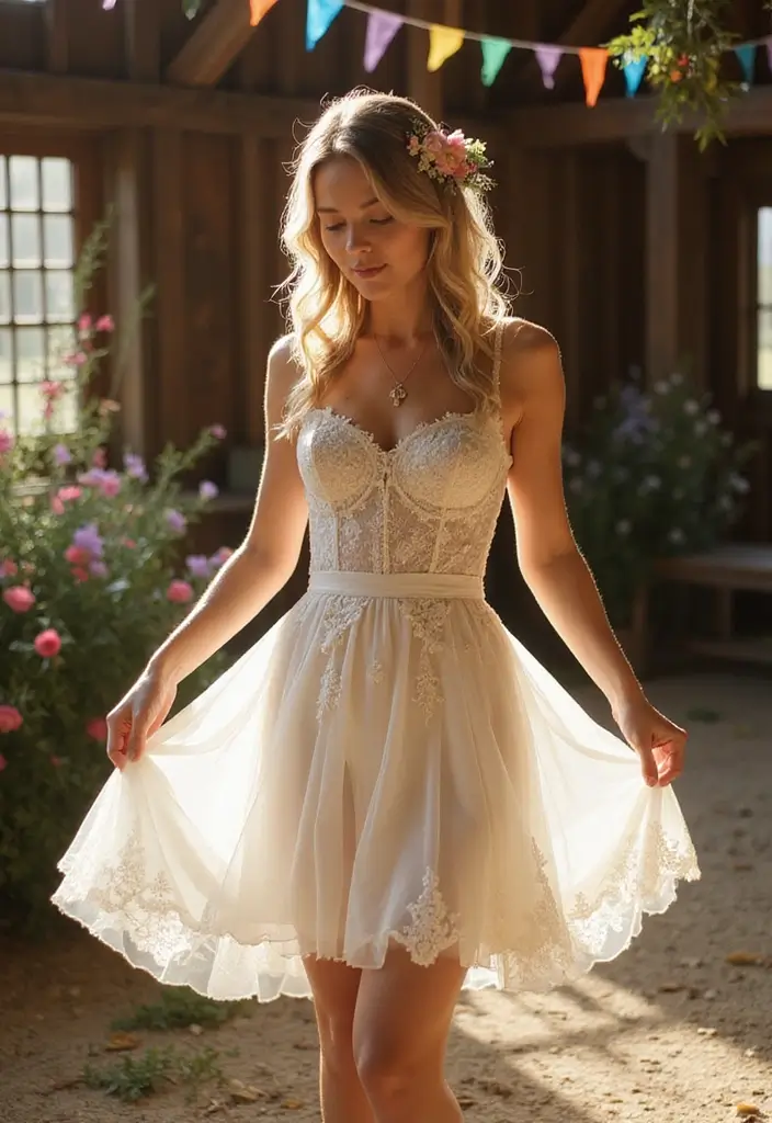 30 Romantic Wedding Dresses That Feel Straight Out of a Dream - 16. Vintage Inspired Tea-Length Dress