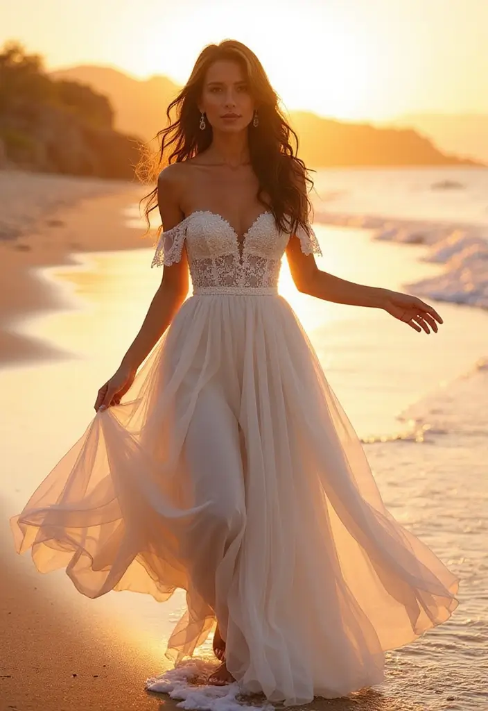 30 Romantic Wedding Dresses That Feel Straight Out of a Dream - 2. Whimsical Off-Shoulder Wonder