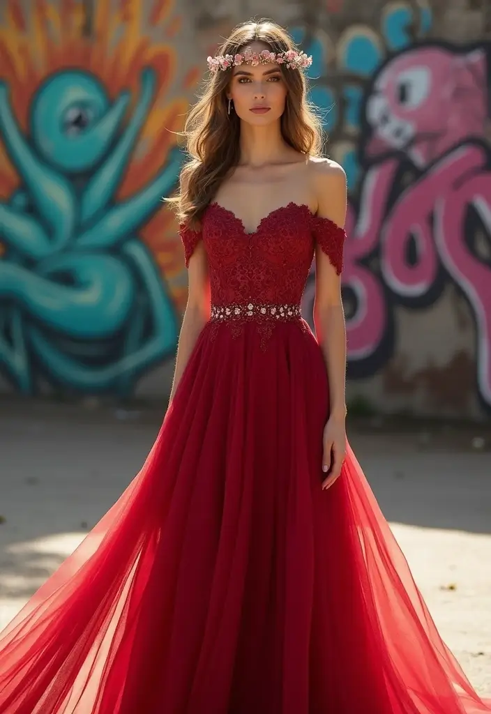 30 Romantic Wedding Dresses That Feel Straight Out of a Dream - 21. Bold Color Pop