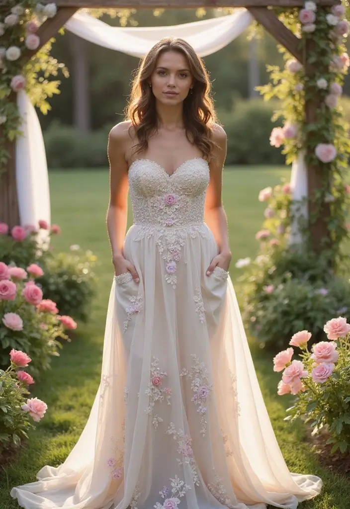 30 Romantic Wedding Dresses That Feel Straight Out of a Dream - 3. Vintage Floral Embroidery