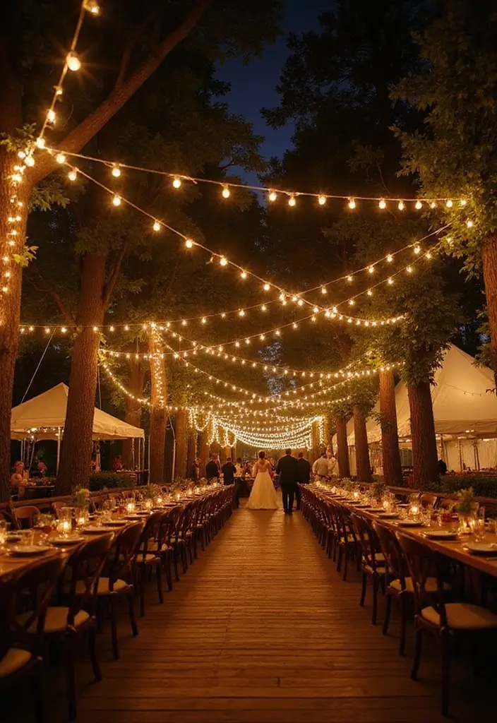 30 Rustic Wedding Ideas That Bring Charm to Your Big Day 5 30 Rustic Wedding Ideas That Bring Charm to Your Big Day - 5. String Lights Everywhere