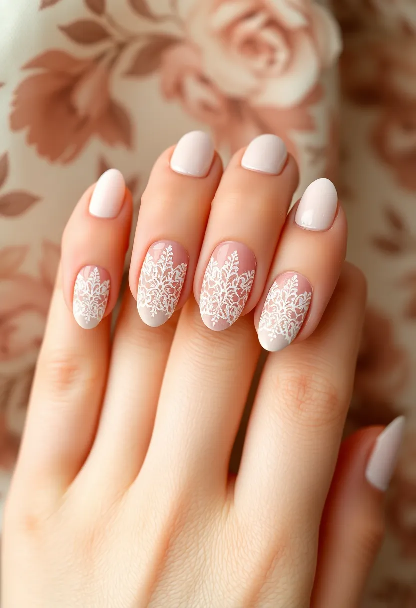 30 Stunning Wedding Nails Designs Every Bride Should Try 18 30 Stunning Wedding Nails Designs Every Bride Should Try - 18. Lace Patterns
