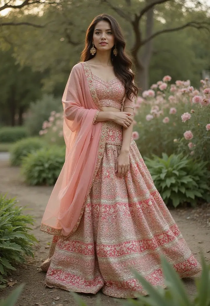 30 Stylish Indian Wedding Guest Outfits You’ll Want to Wear - 1. Recycled Fabric Lehenga