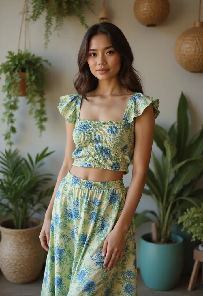 30 Stylish Indian Wedding Guest Outfits You’ll Want to Wear - 16. Eco-Chic Skirt Set