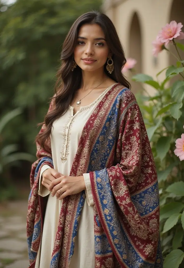 30 Stylish Indian Wedding Guest Outfits You’ll Want to Wear - 18. Colorful Dupatta with Simple Outfit
