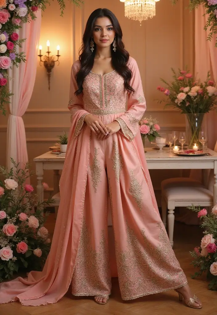 30 Stylish Indian Wedding Guest Outfits You’ll Want to Wear - 20. Elegant Palazzo Suit