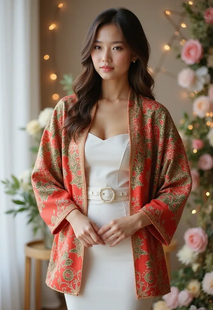 30 Stylish Indian Wedding Guest Outfits You’ll Want to Wear - 23. Festive Kimono Jacket
