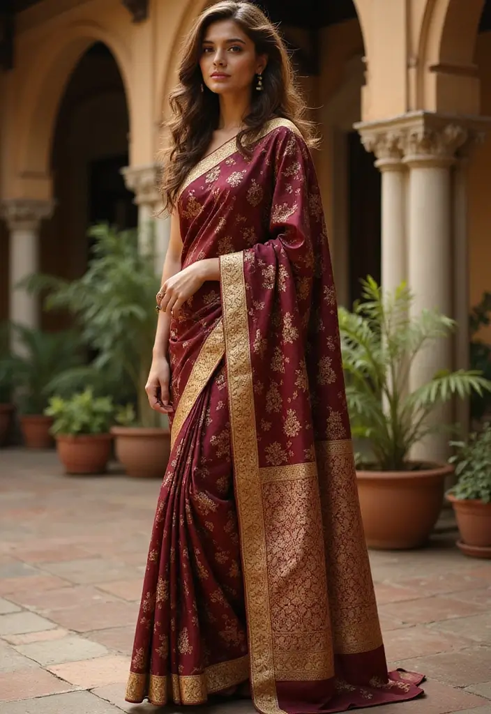 30 Stylish Indian Wedding Guest Outfits You’ll Want to Wear - 3. Handwoven Banarasi Sari