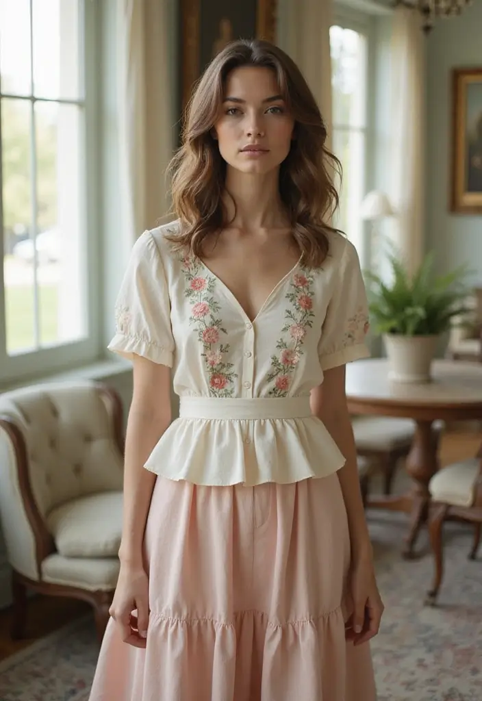 30 Stylish Indian Wedding Guest Outfits You’ll Want to Wear - 8. Vintage-inspired Peplum Top
