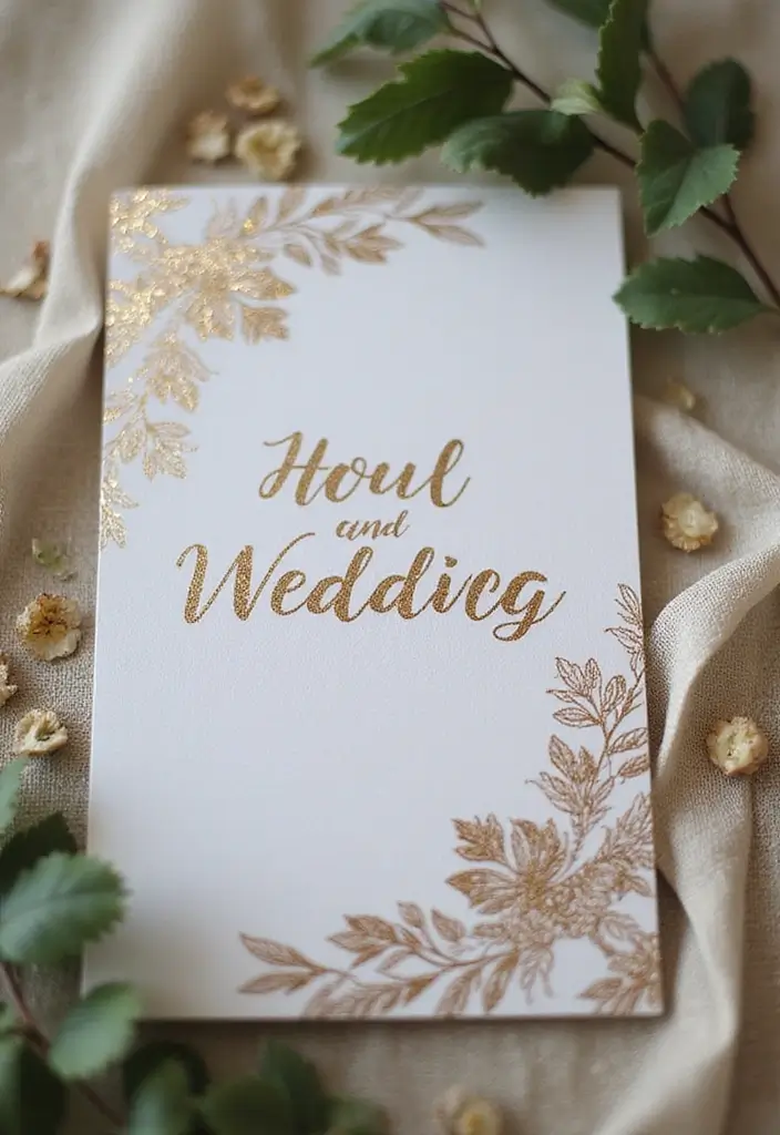 30 Wedding Invitation Ideas That Are Unique and Memorable 13 30 Unique and Memorable Eco-Friendly Wedding Invitation Ideas - 13. Eco-Friendly Foil Invitations