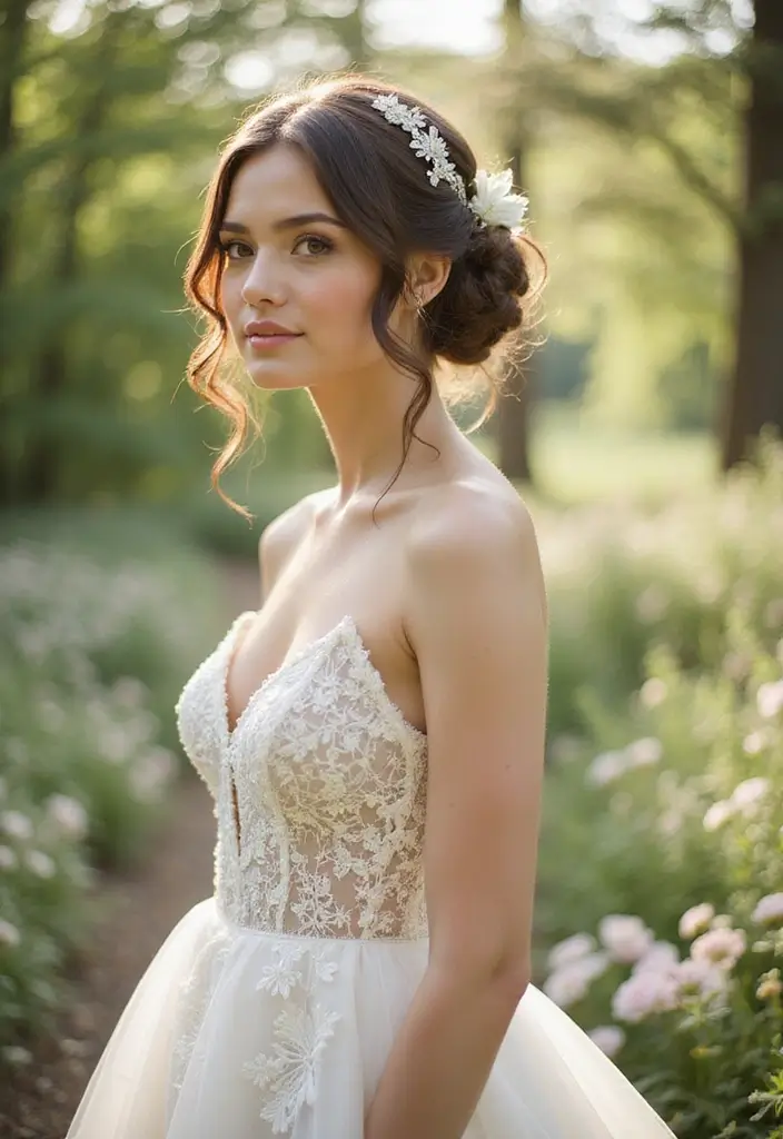 30 Updo Hairstyles for Weddings That Never Go Out of Style - 24. Soft Romantic Updo