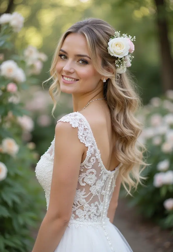 30 Updo Hairstyles for Weddings That Never Go Out of Style - 4. Half-Up, Half-Down