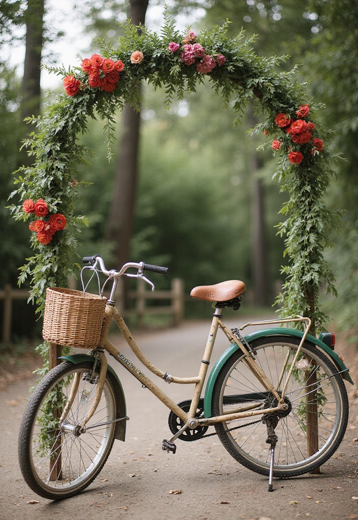 30 Wedding Arch Ideas That Set the Perfect Backdrop for Vows - 14. Vintage Bicycle Arch