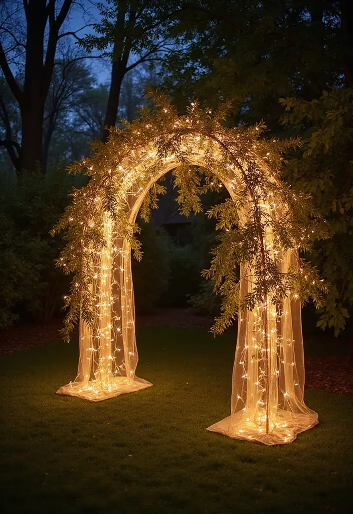 30 Wedding Arch Ideas That Set the Perfect Backdrop for Vows - 23. Fairy Light Canopy Arch