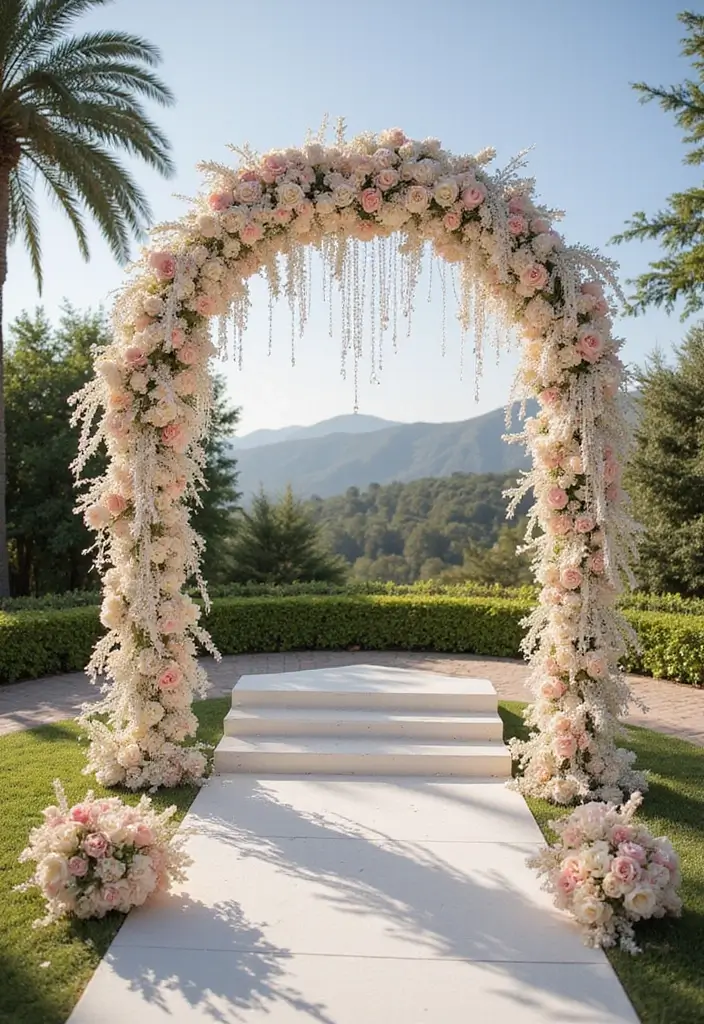 30 Wedding Arch Ideas That Set the Perfect Backdrop for Vows - 25. Elegant Crystal Arch