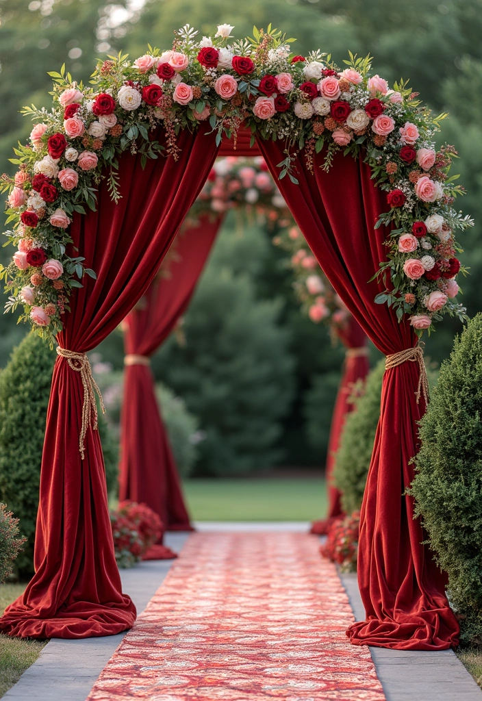 30 Wedding Arch Ideas That Set the Perfect Backdrop for Vows - 26. Luxe Velvet Arch