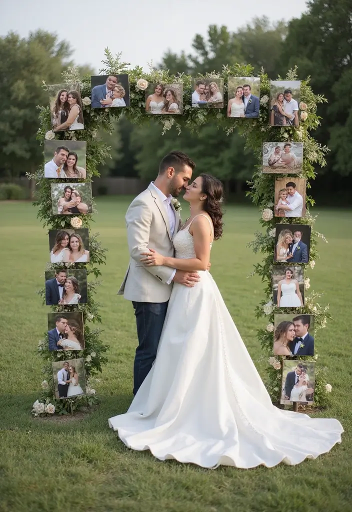 30 Wedding Arch Ideas That Set the Perfect Backdrop for Vows - 28. Personalized Photo Arch