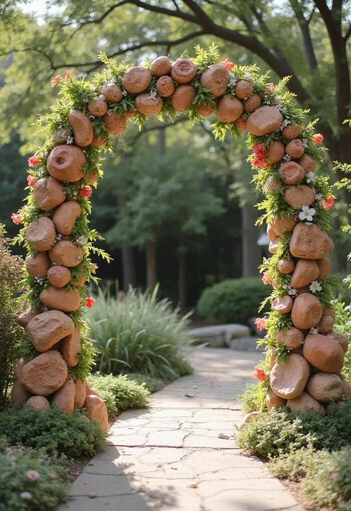 30 Wedding Arch Ideas That Set the Perfect Backdrop for Vows - 29. Handcrafted Clay Arch
