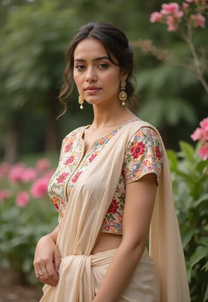 30 Wedding Blouse Designs That Elevate Every Bridal Saree 13 30 Wedding Blouse Designs That Elevate Every Bridal Saree - 13. Embroidered Crop Blouse