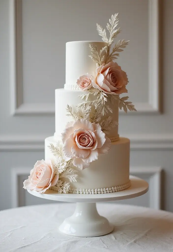 30 Wedding Cake Ideas That Are Almost Too Pretty to Eat 14 30 Wedding Cake Ideas That Are Almost Too Pretty to Eat - 14. Fondant Floral Cake