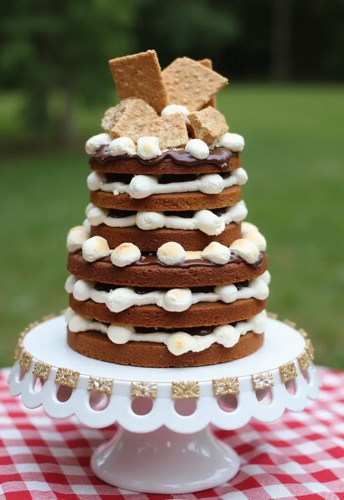 30 Wedding Cake Ideas That Are Almost Too Pretty to Eat 17 30 Wedding Cake Ideas That Are Almost Too Pretty to Eat - 17. S'mores Cake