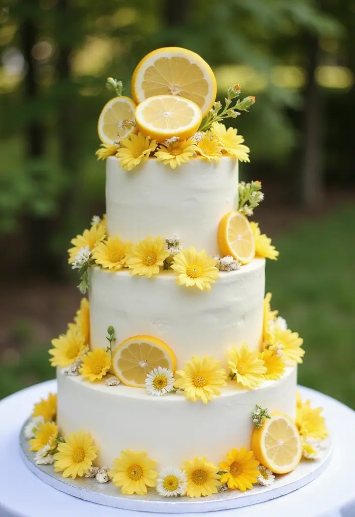 30 Wedding Cake Ideas That Are Almost Too Pretty to Eat 22 30 Wedding Cake Ideas That Are Almost Too Pretty to Eat - 22. Lemon Cake